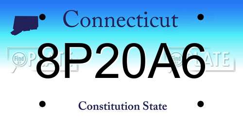 8P20A6 Connecticut License Plate