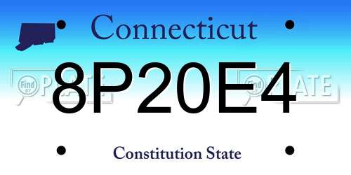 8P20E4 Connecticut License Plate