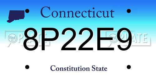 8P22E9 Connecticut License Plate