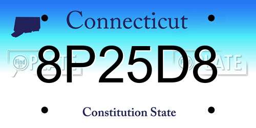 8P25D8 Connecticut License Plate