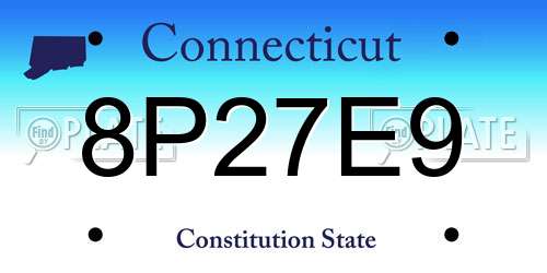 8P27E9 Connecticut License Plate