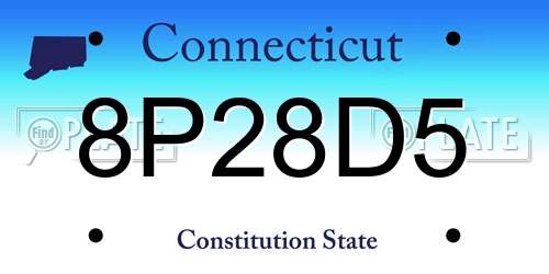 8P28D5 Connecticut License Plate
