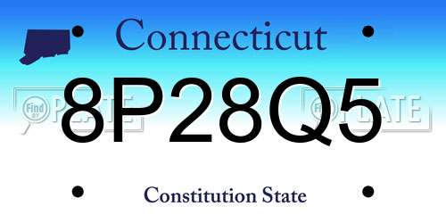 8P28Q5 Connecticut License Plate