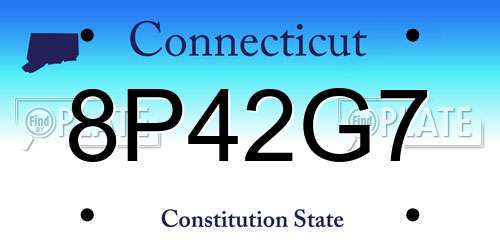 8P42G7 Connecticut License Plate