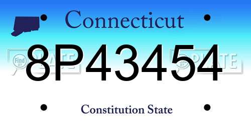 8P43454 Connecticut License Plate