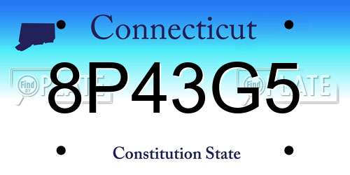 8P43G5 Connecticut License Plate