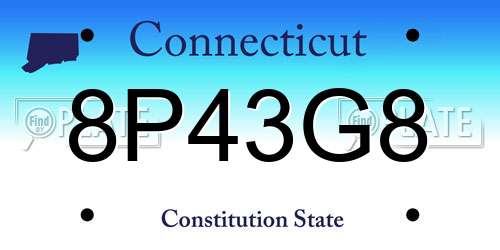 8P43G8 Connecticut License Plate