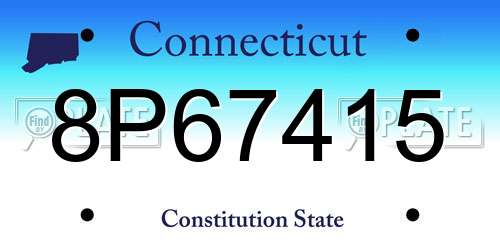 8P67415 Connecticut License Plate