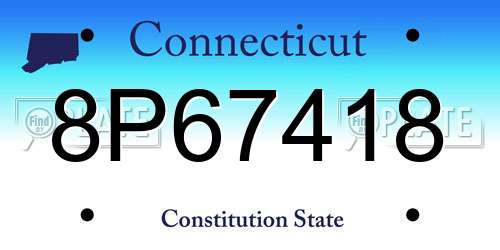 8P67418 Connecticut License Plate
