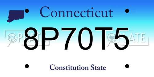8P70T5 Connecticut License Plate