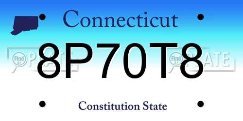 8P70T8 Connecticut License Plate