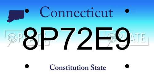 8P72E9 Connecticut License Plate