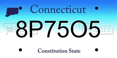 8P75O5 Connecticut License Plate