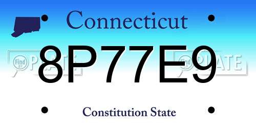 8P77E9 Connecticut License Plate