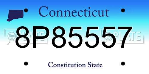 8P85557 Connecticut License Plate