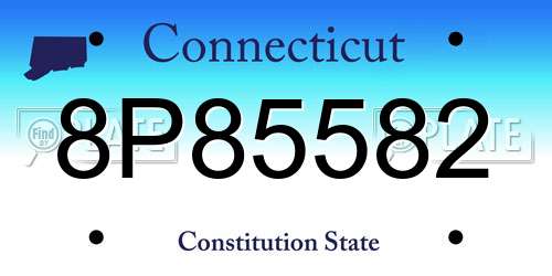 8P85582 Connecticut License Plate