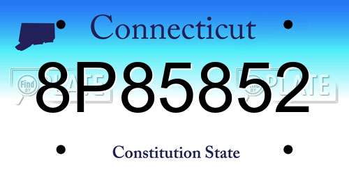 8P85852 Connecticut License Plate