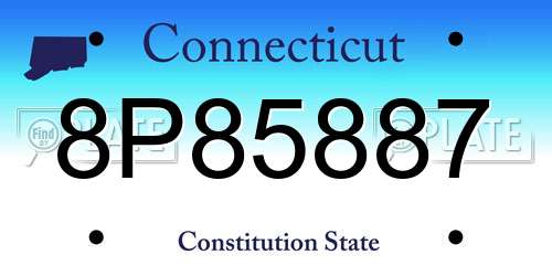8P85887 Connecticut License Plate