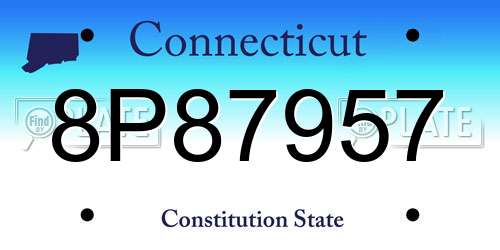 8P87957 Connecticut License Plate