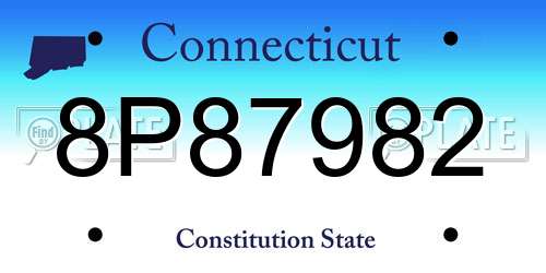 8P87982 Connecticut License Plate