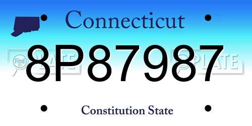 8P87987 Connecticut License Plate