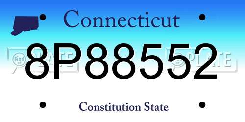 8P88552 Connecticut License Plate