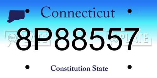 8P88557 Connecticut License Plate