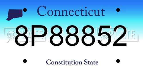 8P88852 Connecticut License Plate