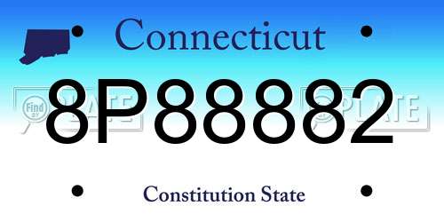 8P88882 Connecticut License Plate