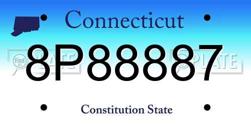 8P88887 Connecticut License Plate