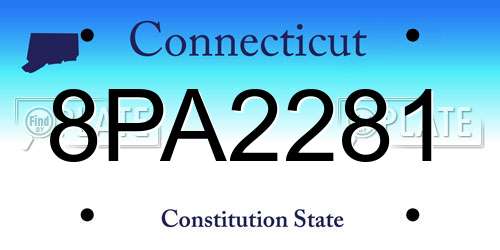 8PA2281 Connecticut License Plate
