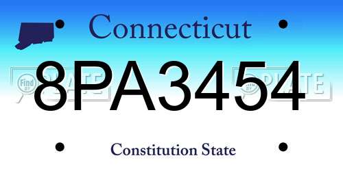 8PA3454 Connecticut License Plate