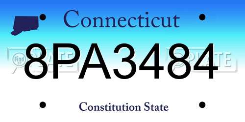 8PA3484 Connecticut License Plate
