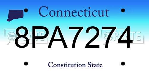 8PA7274 Connecticut License Plate