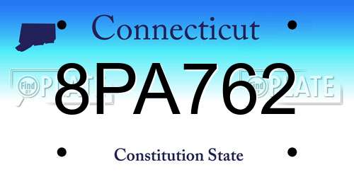 8PA762 Connecticut License Plate