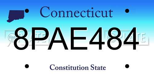 8PAE484 Connecticut License Plate