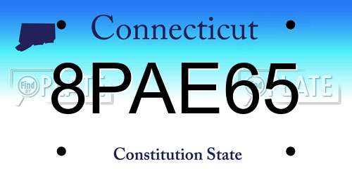 8PAE65 Connecticut License Plate