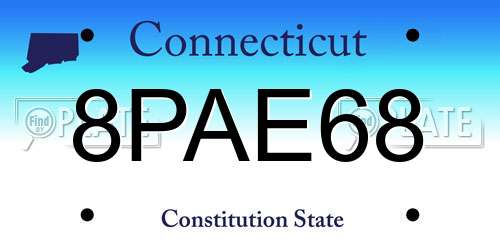 8PAE68 Connecticut License Plate
