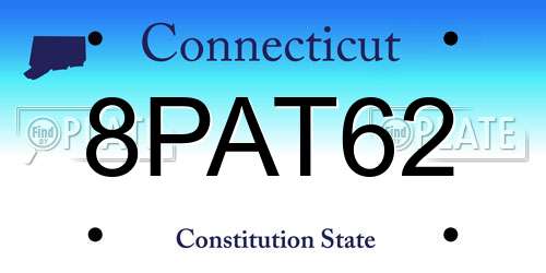 8PAT62 Connecticut License Plate
