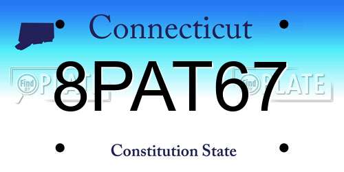 8PAT67 Connecticut License Plate