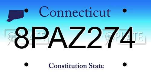8PAZ274 Connecticut License Plate