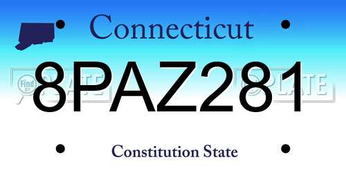 8PAZ281 Connecticut License Plate