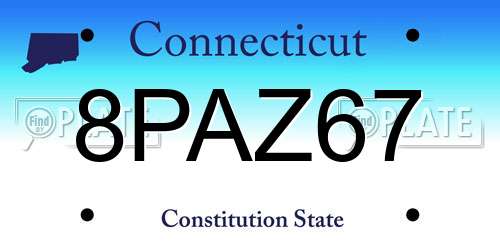 8PAZ67 Connecticut License Plate