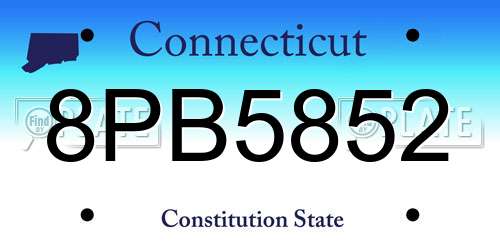 8PB5852 Connecticut License Plate