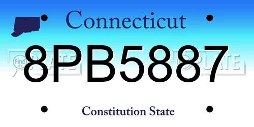 8PB5887 Connecticut License Plate