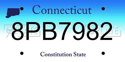 8PB7982 Connecticut License Plate