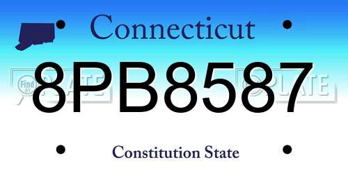 8PB8587 Connecticut License Plate