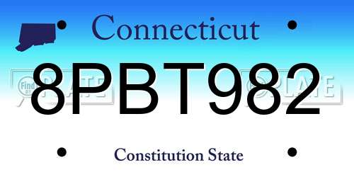 8PBT982 Connecticut License Plate