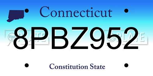 8PBZ952 Connecticut License Plate
