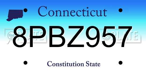 8PBZ957 Connecticut License Plate
